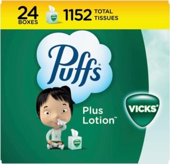 Puffs Plus Lotion With The Scent Of Vicks Facial Tissues, 24 Cube Boxes (48 Tissues per Box) by Puffs