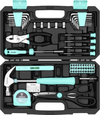 DEKO Tool Kit：Tool Set, Hand Tool Kit Box DIY for Men 62 Pieces, Home Repair DIY Tools Basic Hand Toolbox Sets for Home